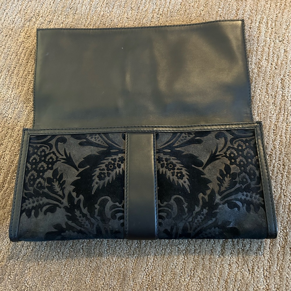 Gucci Brocade suede and leather clutch